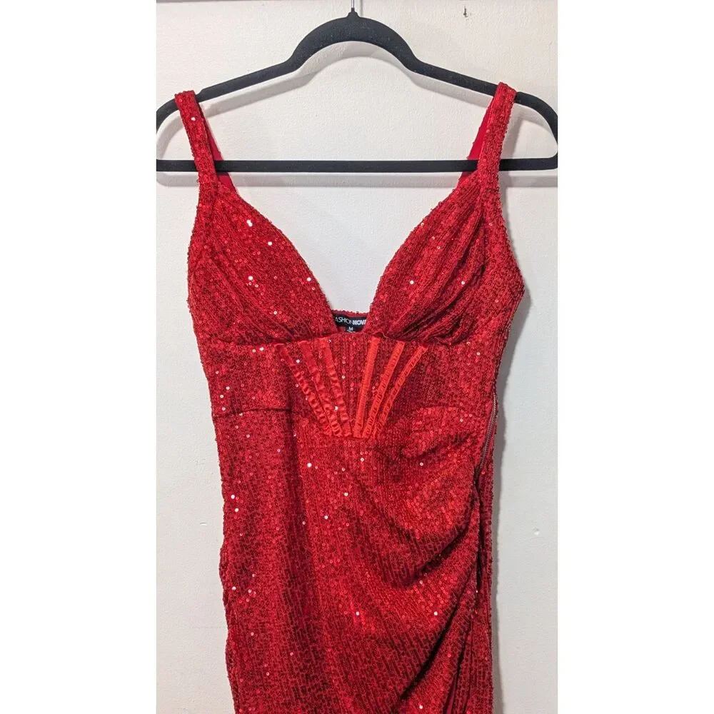 Fashion Nova Sequined Accented Bodice Dress sz. M - Picture 5 of 6